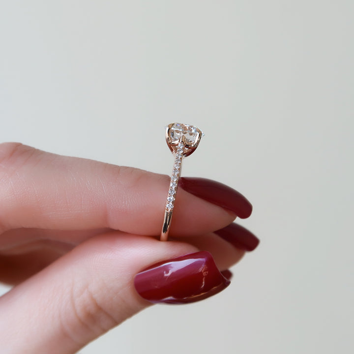 The Pave Lacole Round Lab Diamond Moissanite Engagement Ring *Shown with 2 ct #material_rose