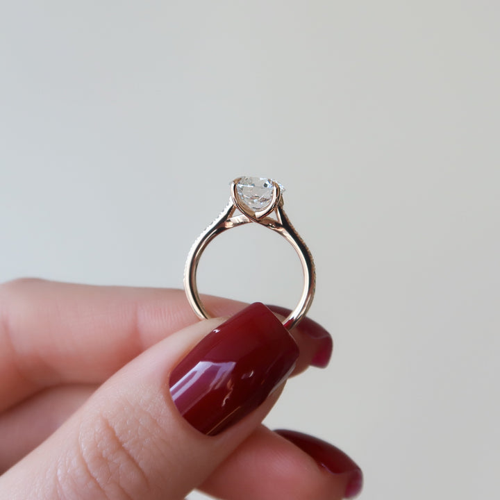 The Pave Lacole Round Lab Diamond Moissanite Engagement Ring *Shown with 2 ct #material_rose