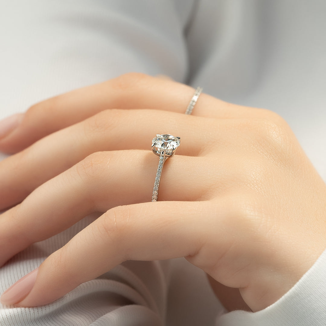 The Pave Lacole Round Lab Diamond Moissanite Engagement Ring