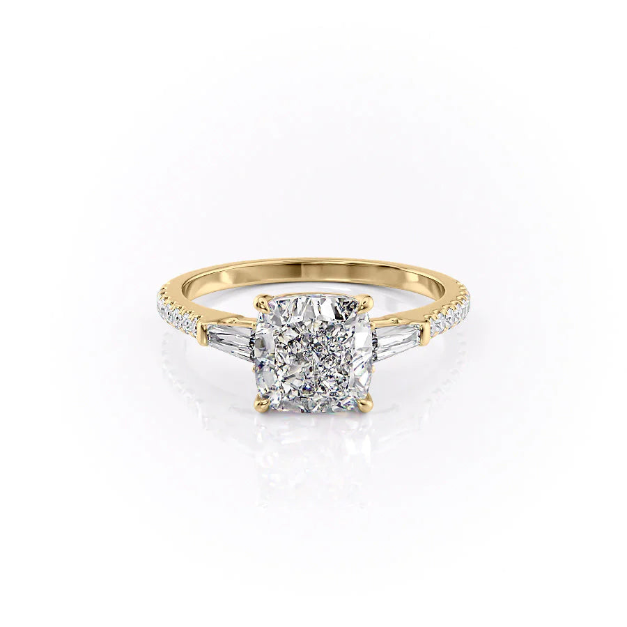 The Pave Leona Set With Cushion Pave Moissanite#material_14k-gold