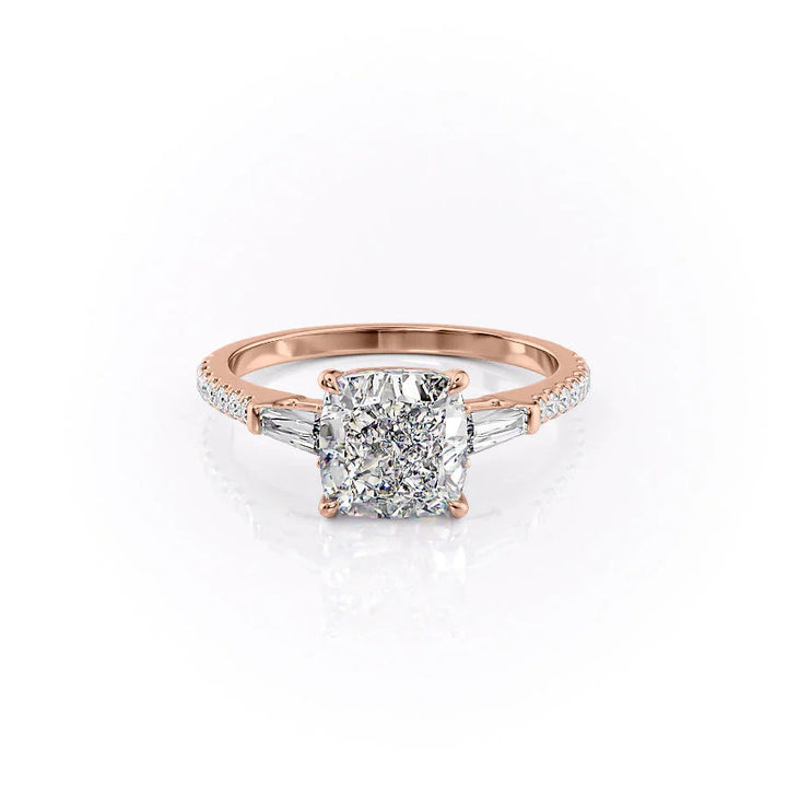 The Pave Leona Set With Cushion Pave Lab Diamond 1 Carat 14K Rose#material_14k-rose