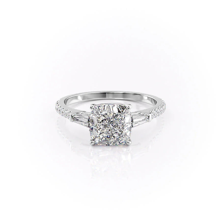 The Pave Leona Set With Cushion Pave Lab Diamond 1 Carat 14K White#material_14k-white