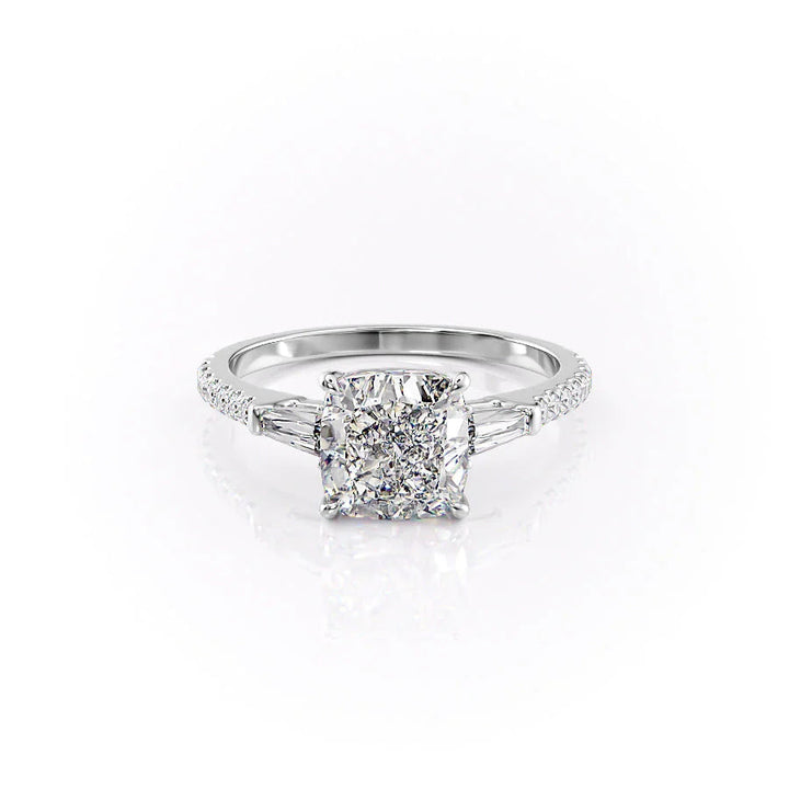 The Pave Leona Set With Cushion Pave Moissanite#material_14k-white