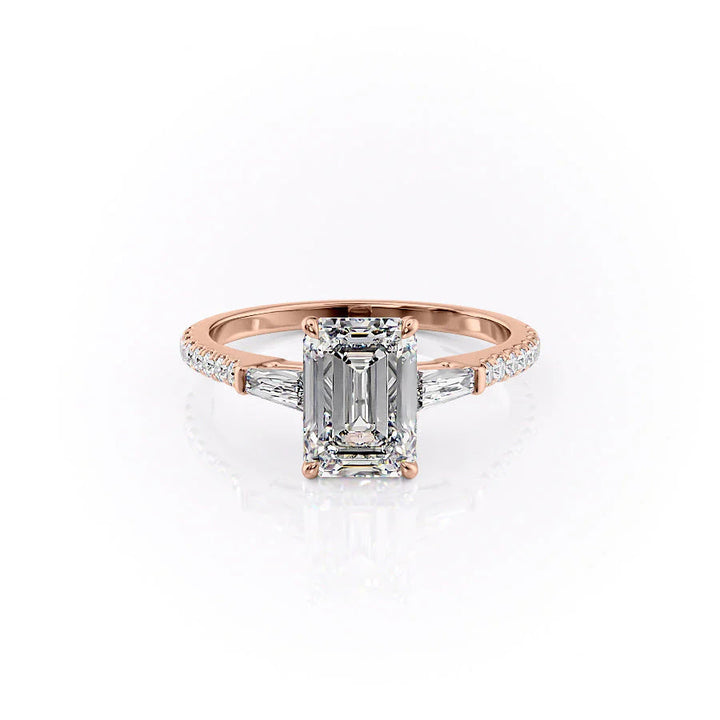 The Pave Leona Set With Emerald Pave Lab Diamond 1 Carat 14K Rose#material_14k-rose