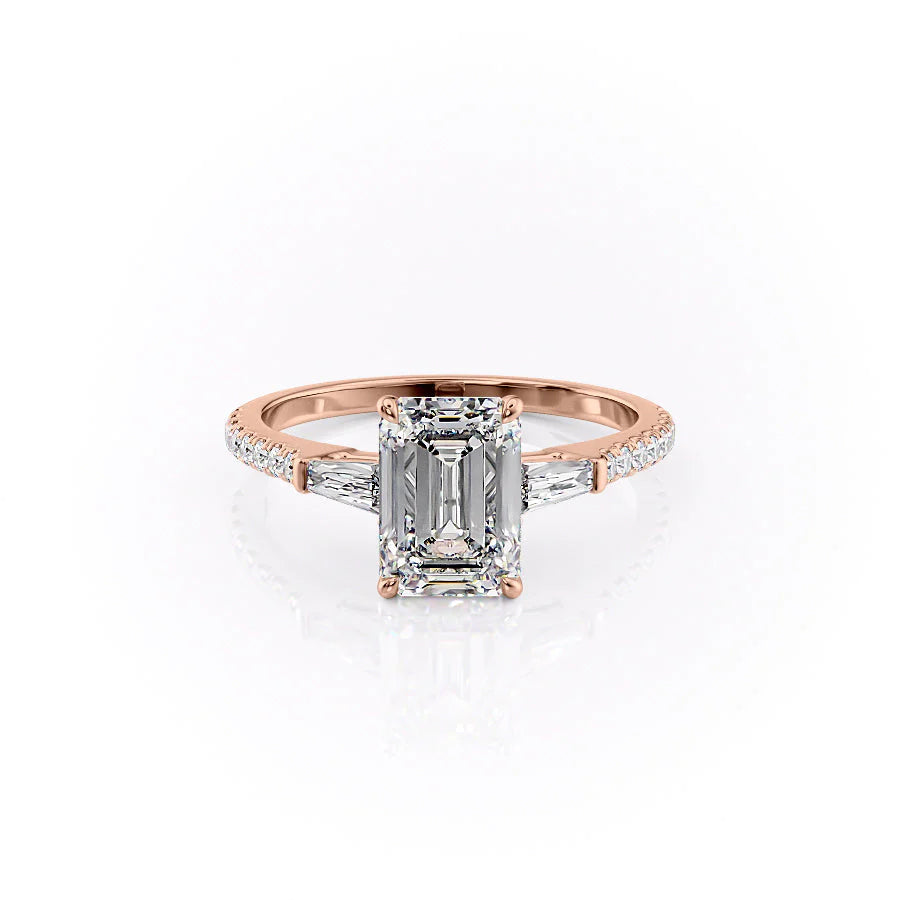 The Pave Leona Set With Emerald Pave Moissanite#material_18k-rose