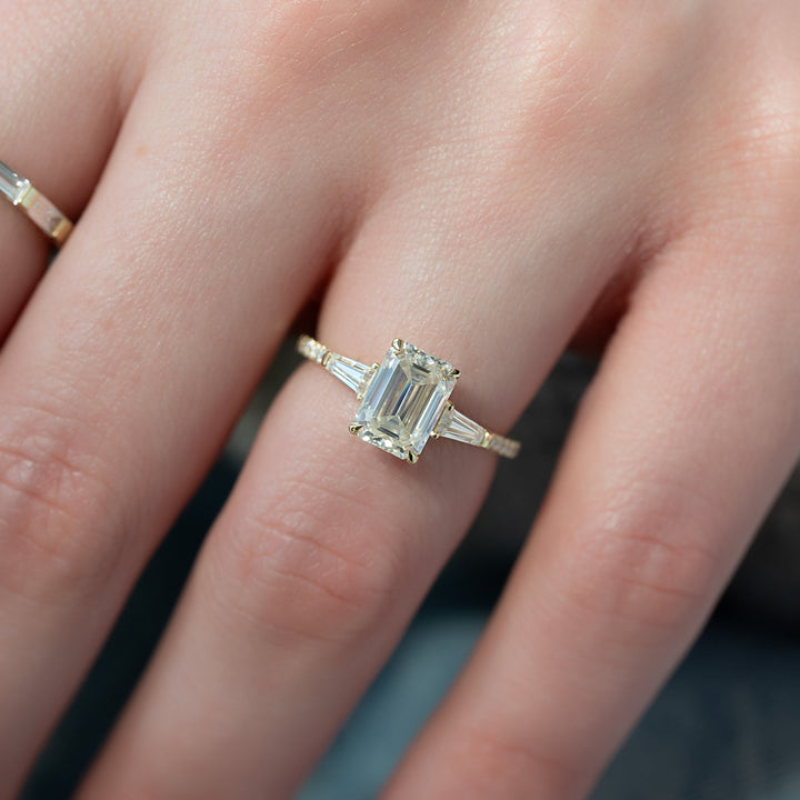 The Pave Leona Emerald Lab Diamond Moissanite Engagement Ring *Shown with 2 ct #material_gold