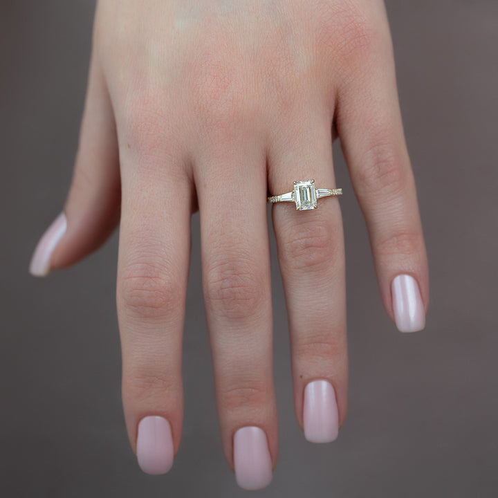 The Pave Leona Emerald Lab Diamond Moissanite Engagement Ring *Shown with 1.5 ct #material_gold