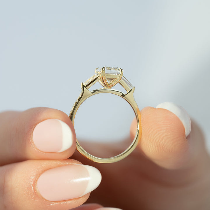 The Pave Leona Emerald Lab Diamond Moissanite Engagement Ring *Shown with 2 ct #material_gold