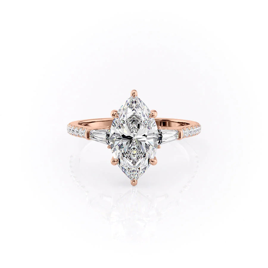 The Pave Leona Set With Marquise Pave Lab Diamond 1 Carat 14K Rose#material_14k-rose