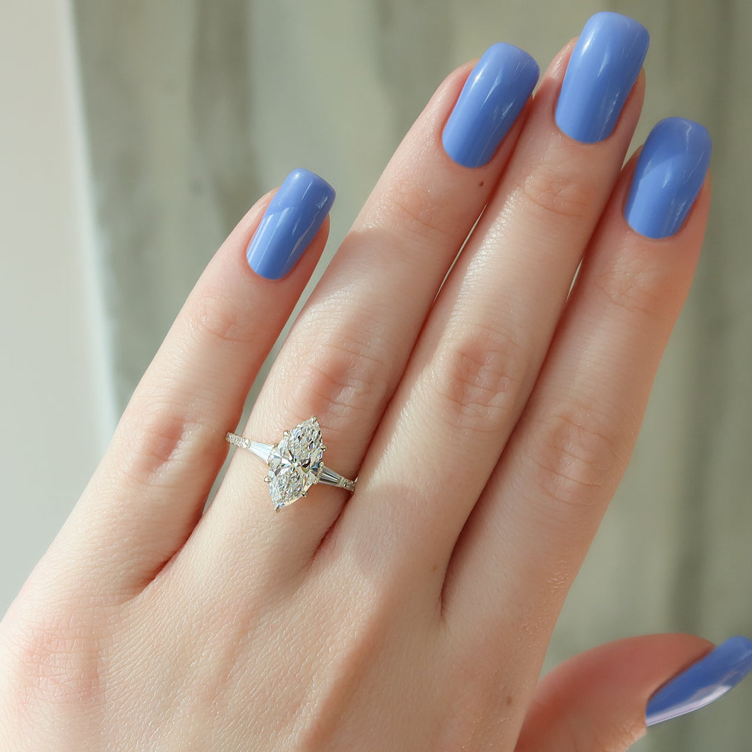 The Pave Leona Marquise Lab Diamond Moissanite Engagement Ring