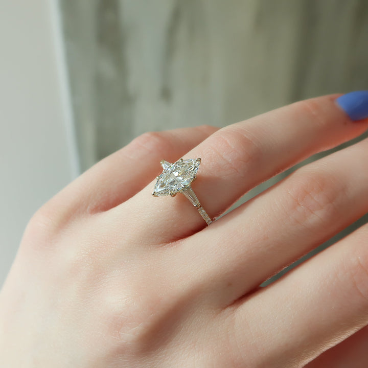 The Pave Leona Marquise Lab Diamond Moissanite Engagement Ring *Shown with 2 ct #material_gold