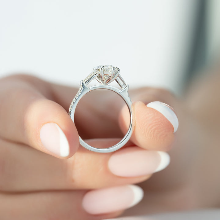 The Pave Leona Marquise Lab Diamond Moissanite Engagement Ring *Shown with 2 ct #material_white