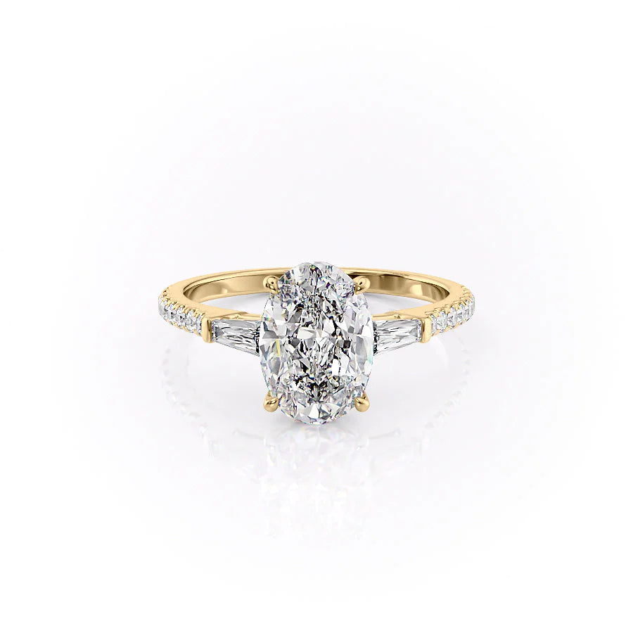 The Pave Leona Set With Oval Pave Lab Diamond 1 Carat 14K Gold#material_14k-gold