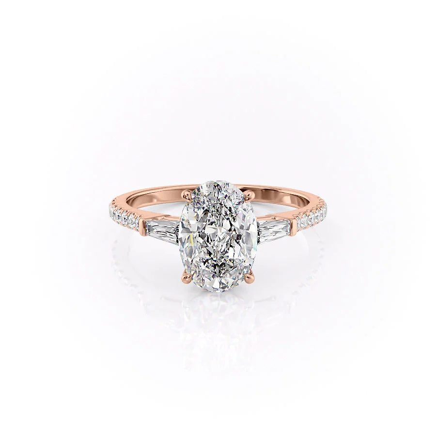 The Pave Leona Set With Oval Pave Lab Diamond 1 Carat 14K Rose#material_14k-rose