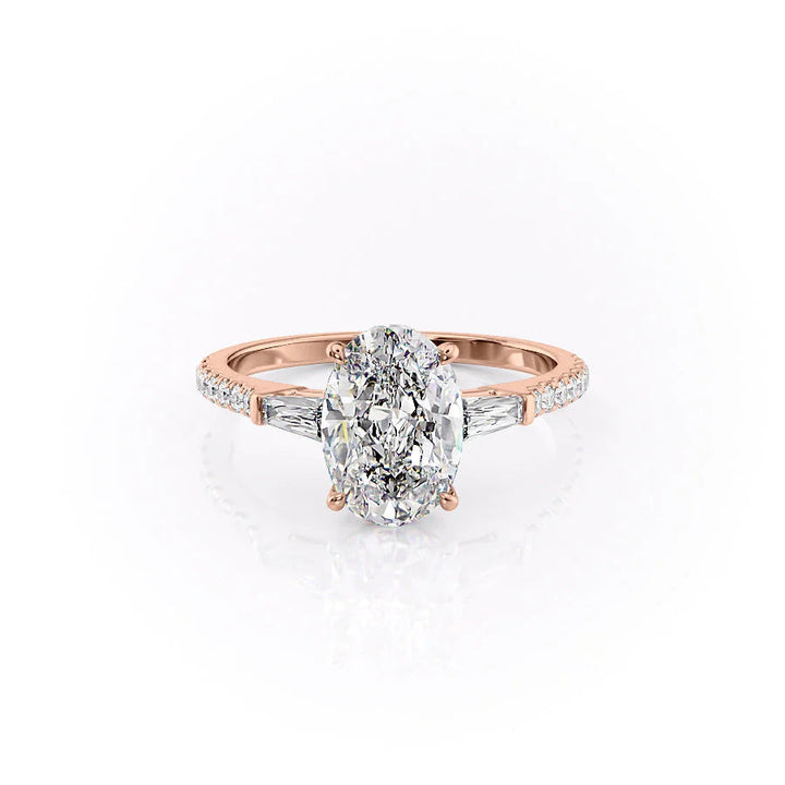 The Pave Leona Set With Oval Pave Moissanite#material_14k-rose