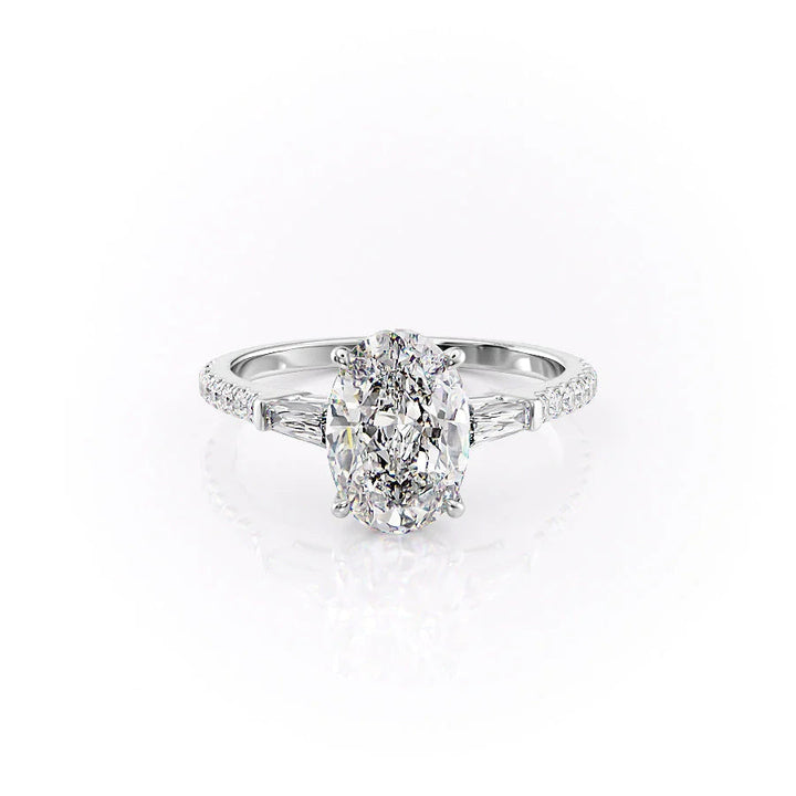 The Pave Leona Set With Oval Pave Lab Diamond 1 Carat 14K White#material_14k-white