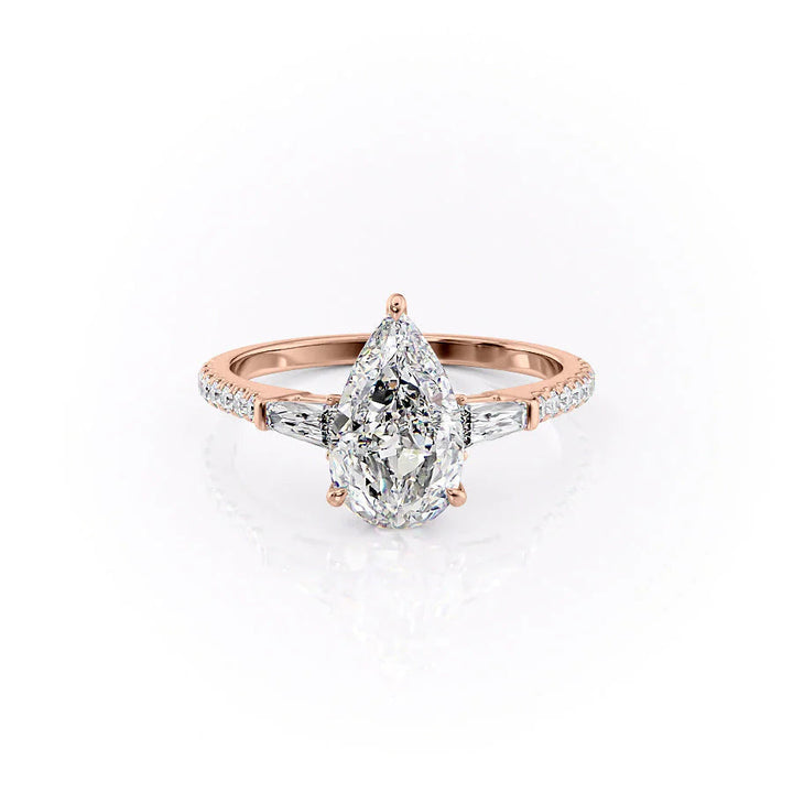 The Pave Leona Set With Pear Pave Lab Diamond 1 Carat 14K Rose#material_14k-rose