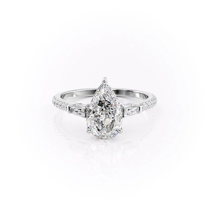 The Pave Leona Set With Pear Pave Lab Diamond 1 Carat 14K White#material_14k-white