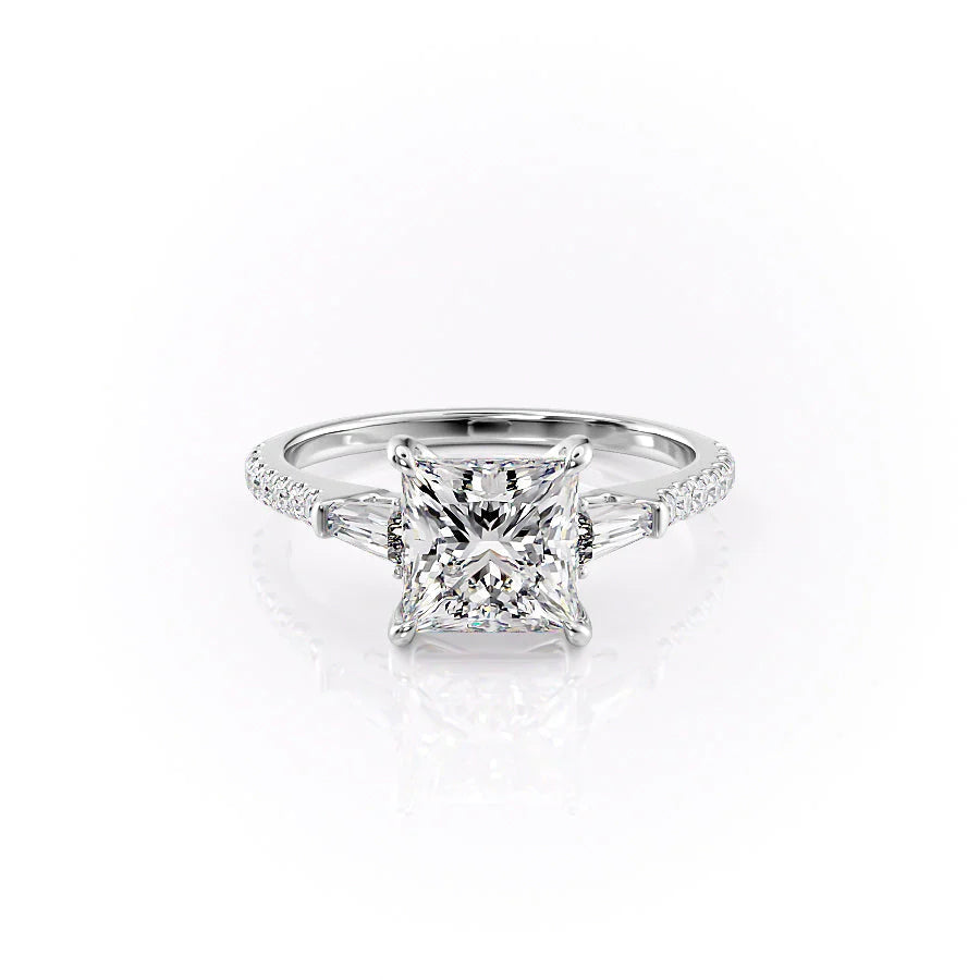 The Pave Leona Set With Princess Pave Lab Diamond 1 Carat 14K White#material_14k-white