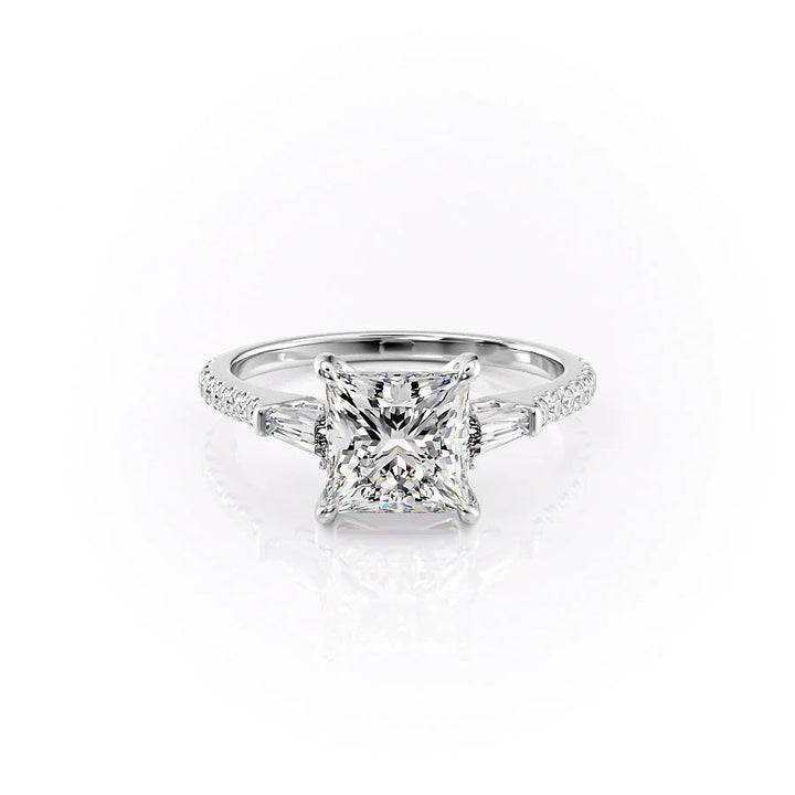 The Pave Leona Set With Princess Pave Lab Diamond 1 Carat 14K White#material_14k-white