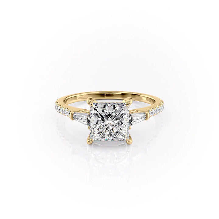 The Pave Leona Set With Princess Pave Lab Diamond 1 Carat 18K Gold#material_18k-gold