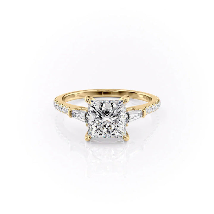 The Pave Leona Set With Princess Pave Moissanite#material_18k-gold