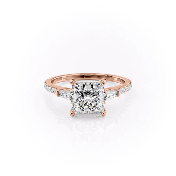 The Pave Leona Set With Princess Pave Lab Diamond 1 Carat 18K Rose#material_18k-rose