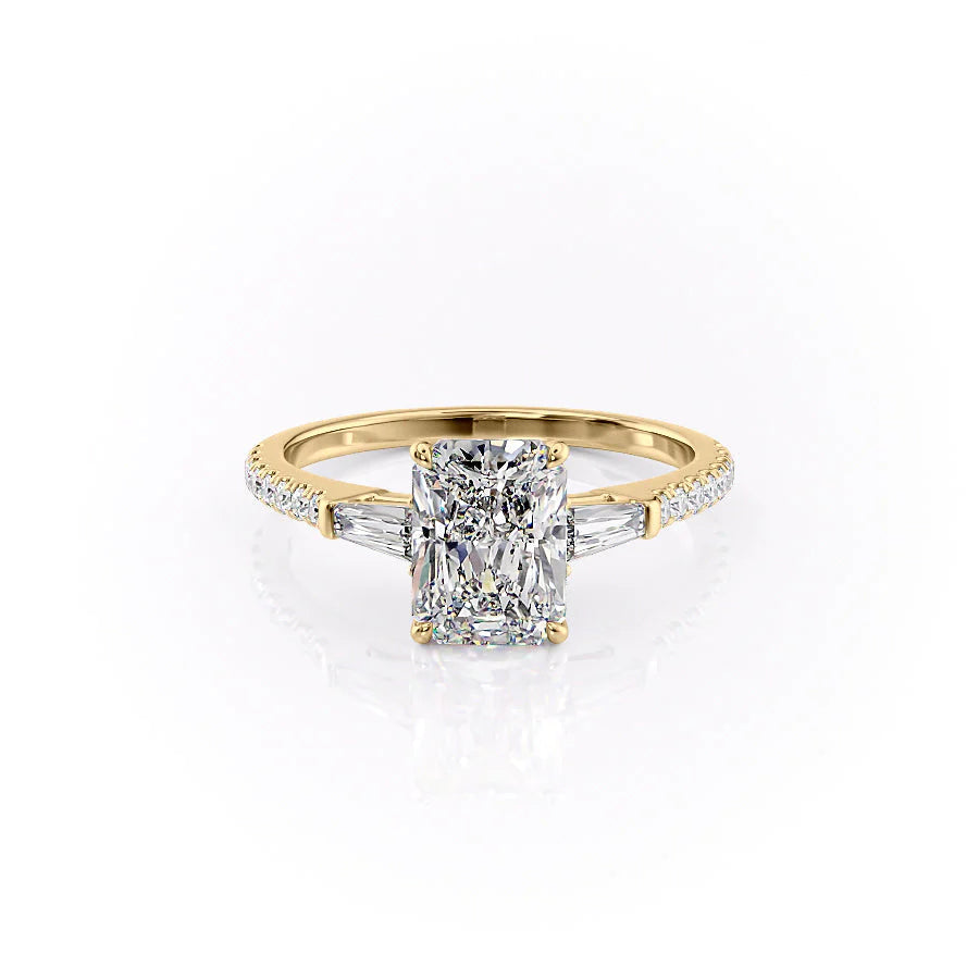 The Pave Leona Set With Radiant Pave Lab Diamond 1 Carat 14K Gold#material_14k-gold