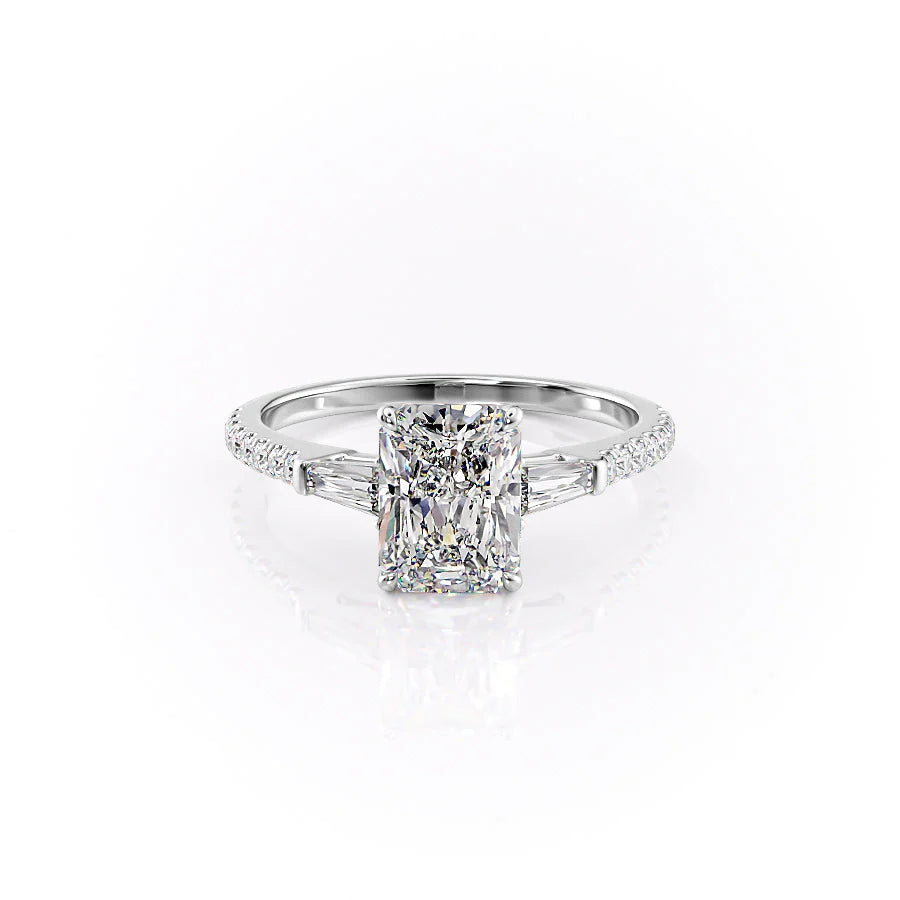 The Pave Leona Set With Radiant Pave Lab Diamond 1 Carat 14K White#material_14k-white