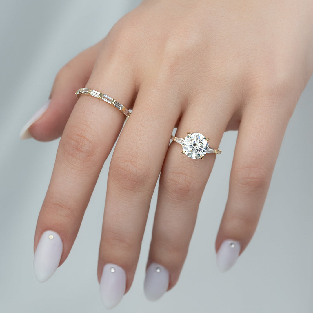 The Pave Leona Round Lab Diamond Moissanite Engagement Ring