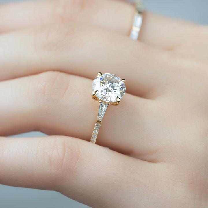 The Pave Leona Round Lab Diamond Moissanite Engagement Ring *Shown with 3 ct #material_gold
