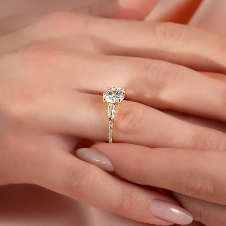 The Pave Leona Round Lab Diamond Moissanite Engagement Ring *Shown with 2 ct #material_gold