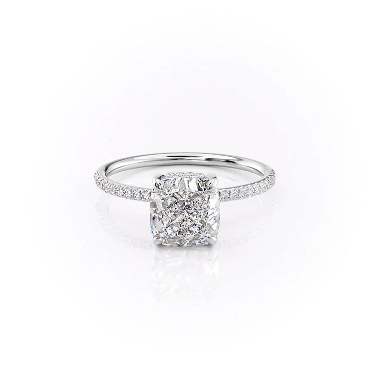 The Pave Liberty Set With Cushion Pave Lab Diamond 1 Carat 14K White#material_14k-white