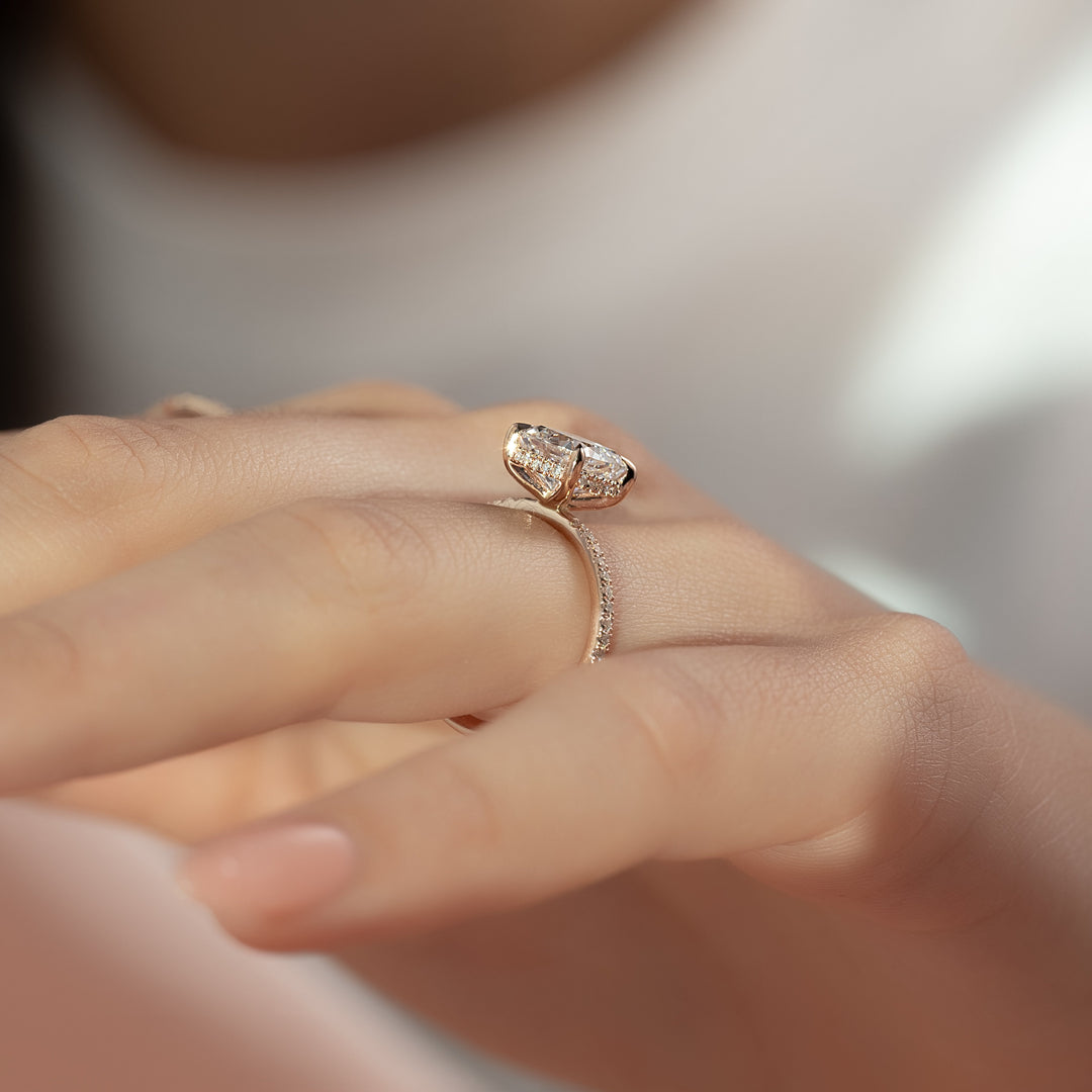 The Pave Liberty Cushion Lab Diamond Moissanite Engagement Ring