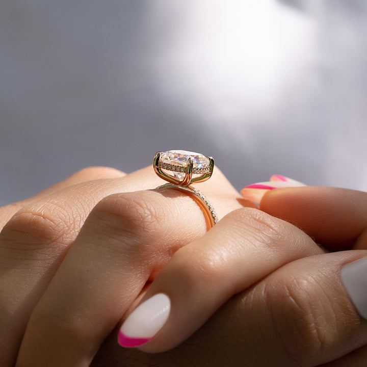 The Pave Liberty Cushion Lab Diamond Moissanite Engagement Ring *Shown with 4 ct #material_rose