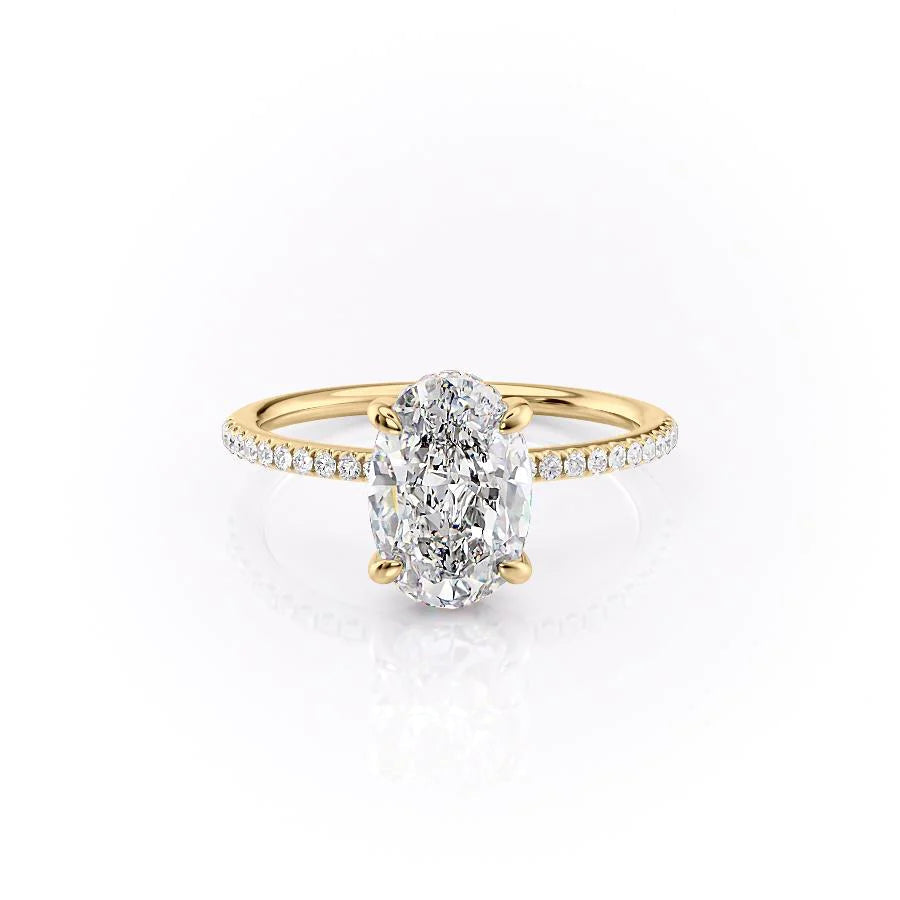 The Pave Liberty Set With Oval Pave Lab Diamond 1 Carat 14K Gold#material_14k-gold