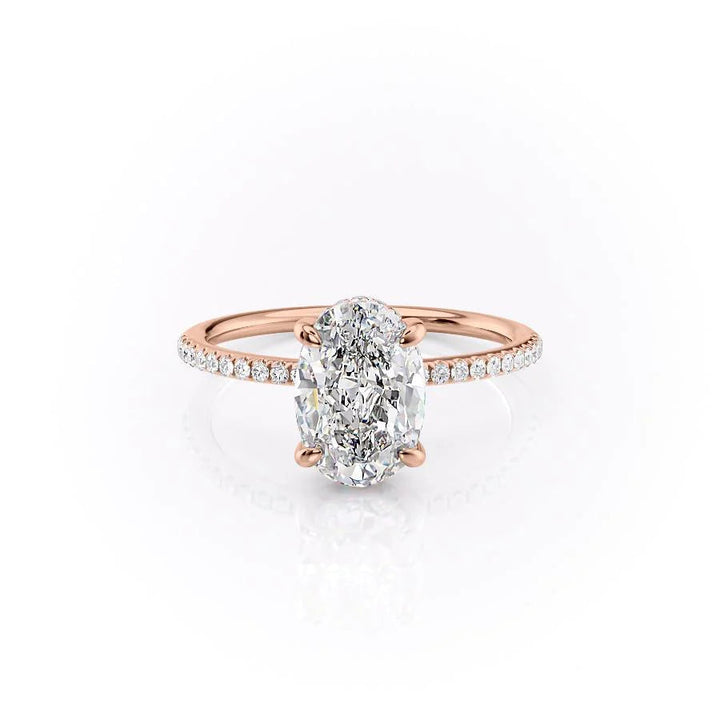 The Pave Liberty Set With Oval Pave Lab Diamond 1 Carat 14K Rose#material_14k-rose