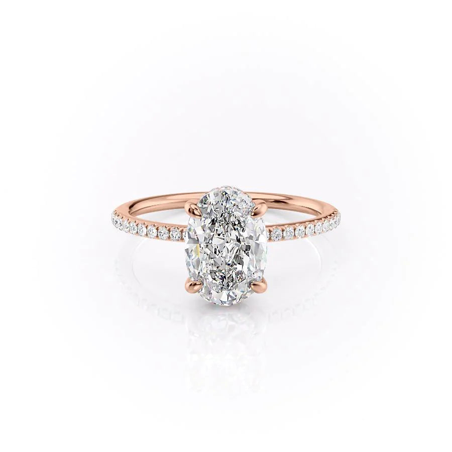 The Pave Liberty Set With Oval Pave Moissanite#material_14k-rose