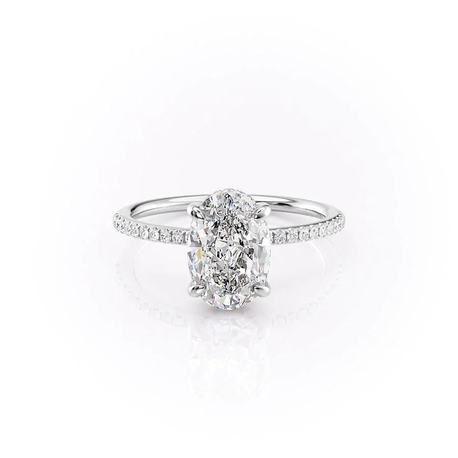 The Pave Liberty Set With Oval Pave Lab Diamond 1 Carat 14K White#material_14k-white