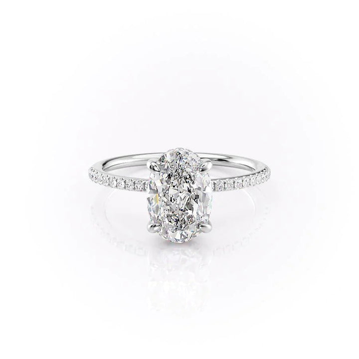 The Pave Liberty Set With Oval Pave Lab Diamond 1 Carat 14K White#material_14k-white