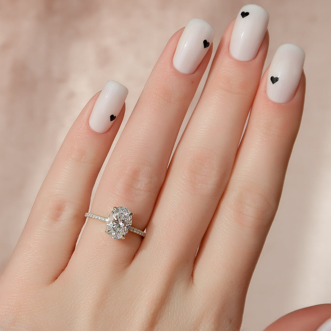The Pave Liberty Oval Lab Diamond Moissanite Engagement Ring