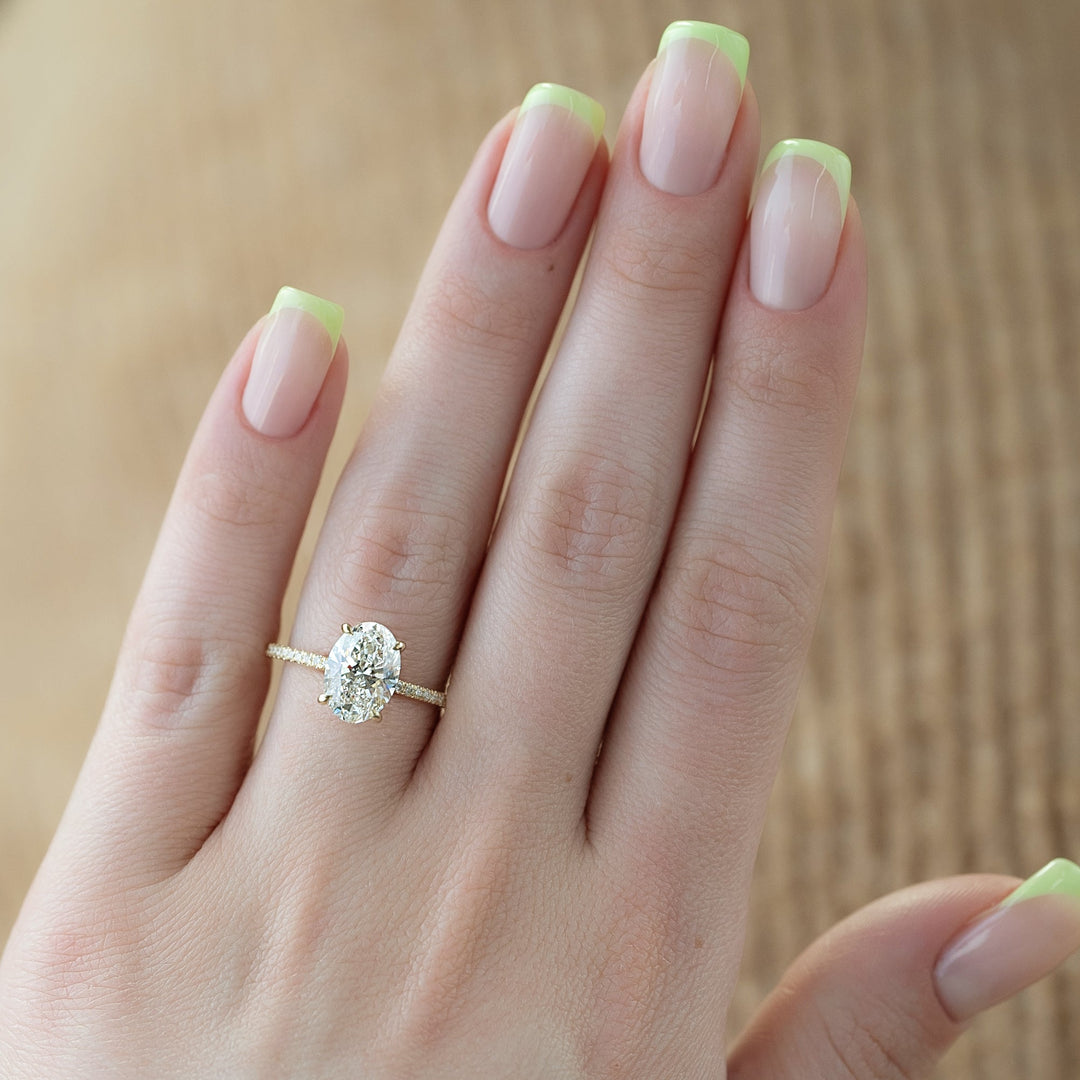 The Pave Liberty Oval Lab Diamond Moissanite Engagement Ring