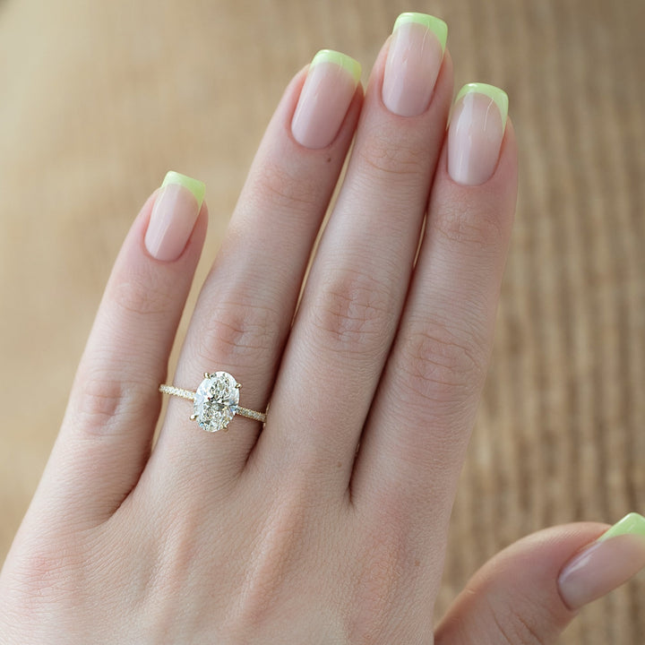 The Pave Liberty Oval Lab Diamond Moissanite Engagement Ring *Shown with 2.5 ct #material_gold