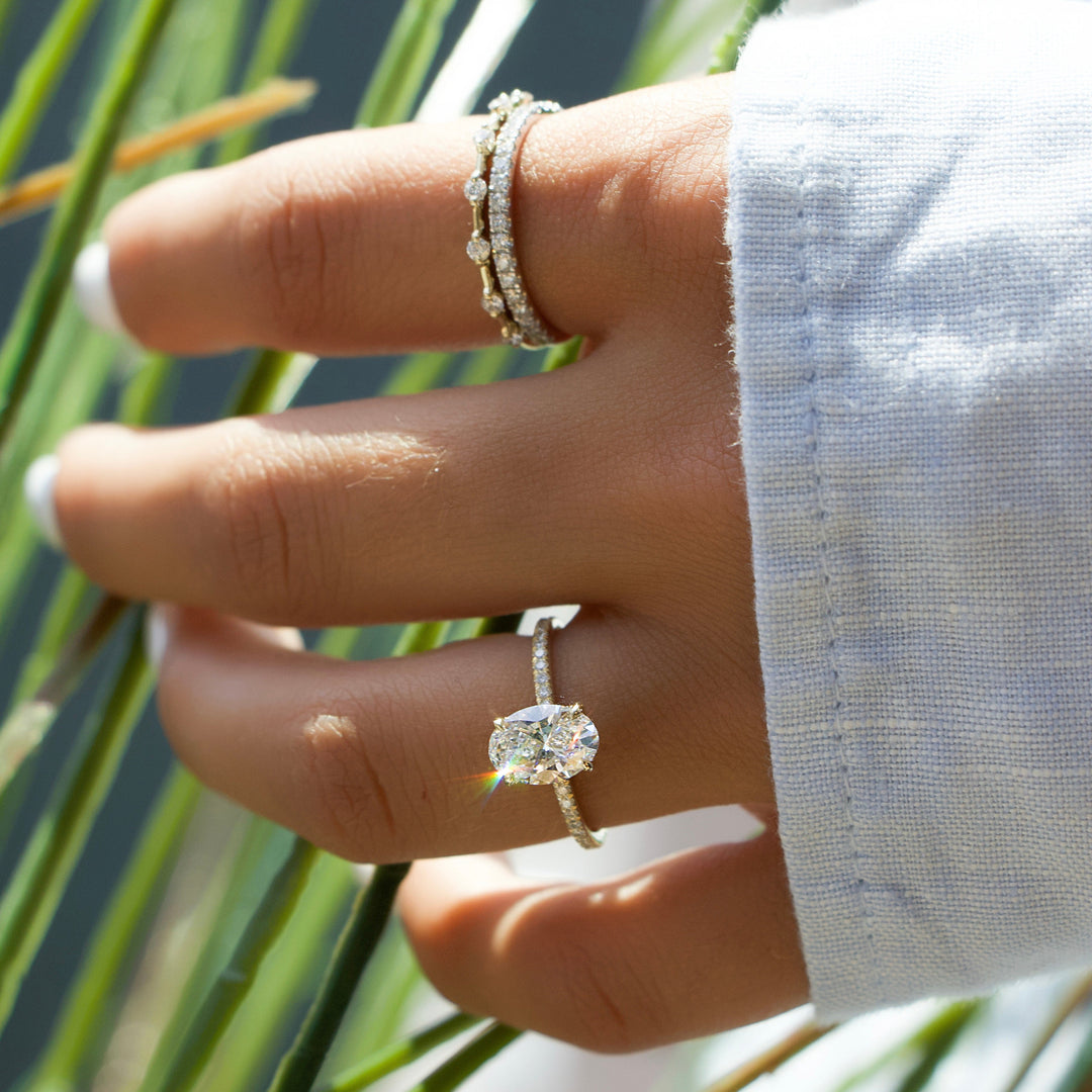 The Pave Liberty Oval Lab Diamond Moissanite Engagement Ring