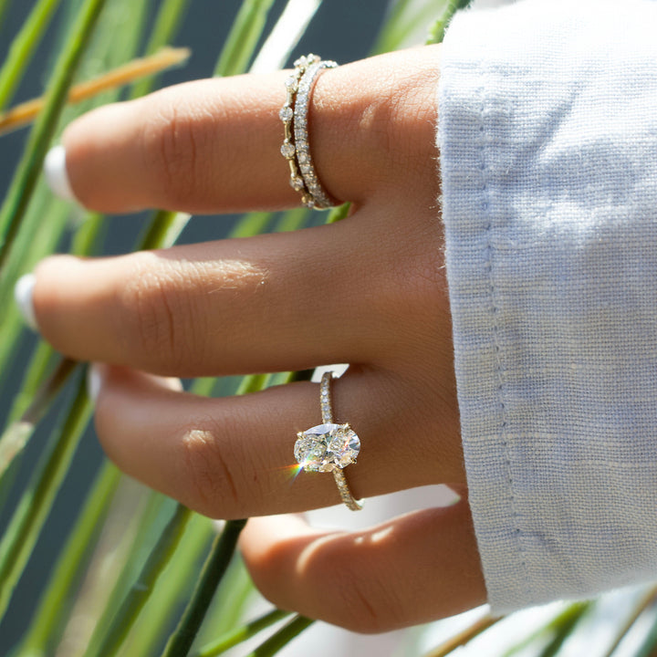 The Pave Liberty Oval Lab Diamond Moissanite Engagement Ring *Shown with 1.5 ct #material_gold