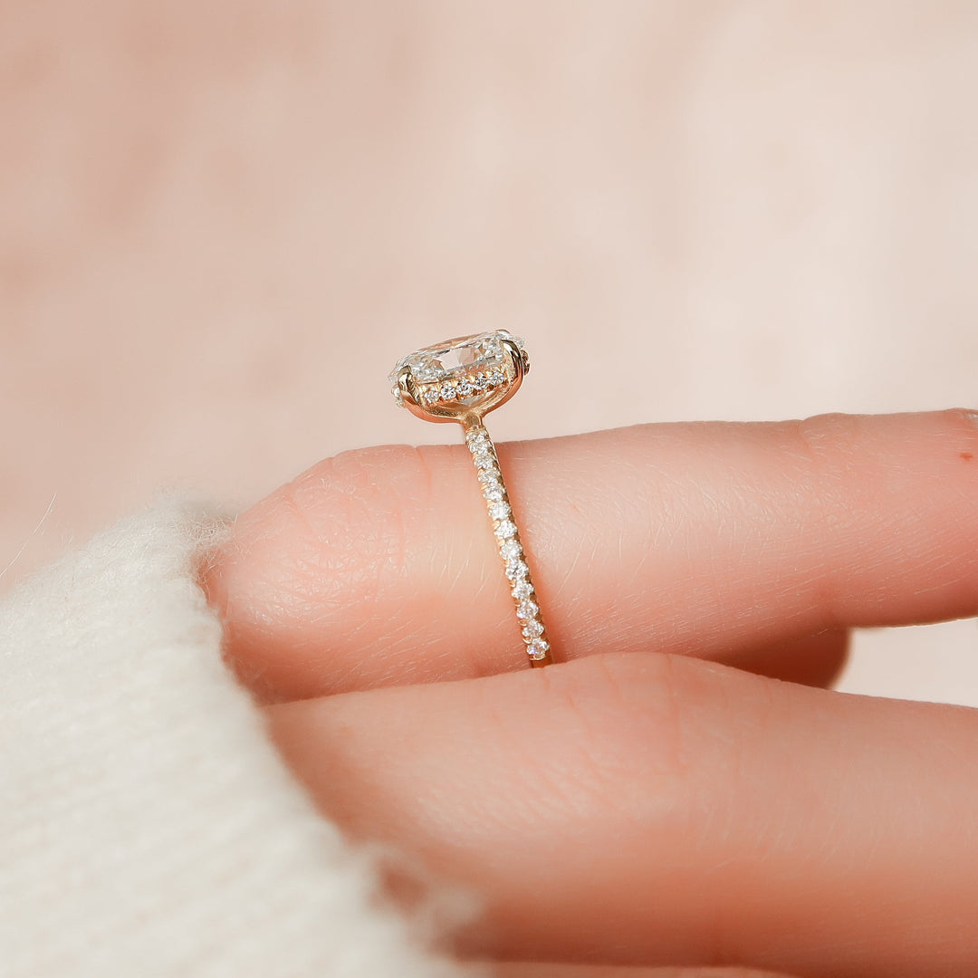 The Pave Liberty Oval Lab Diamond Moissanite Engagement Ring