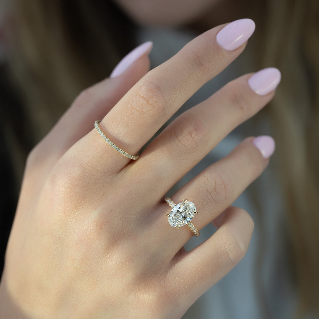 The Pave Liberty Oval Lab Diamond Moissanite Engagement Ring