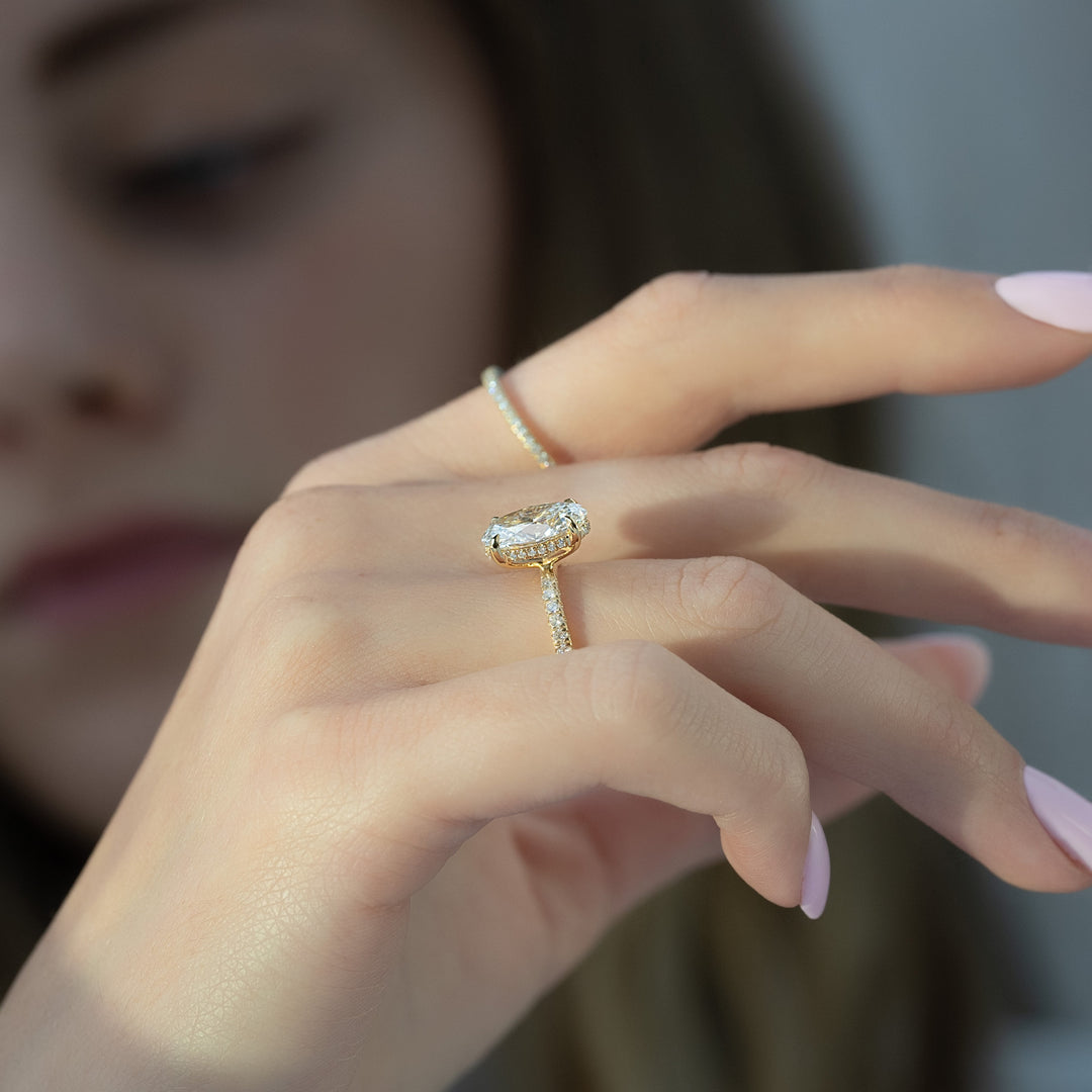 The Pave Liberty Oval Lab Diamond Moissanite Engagement Ring