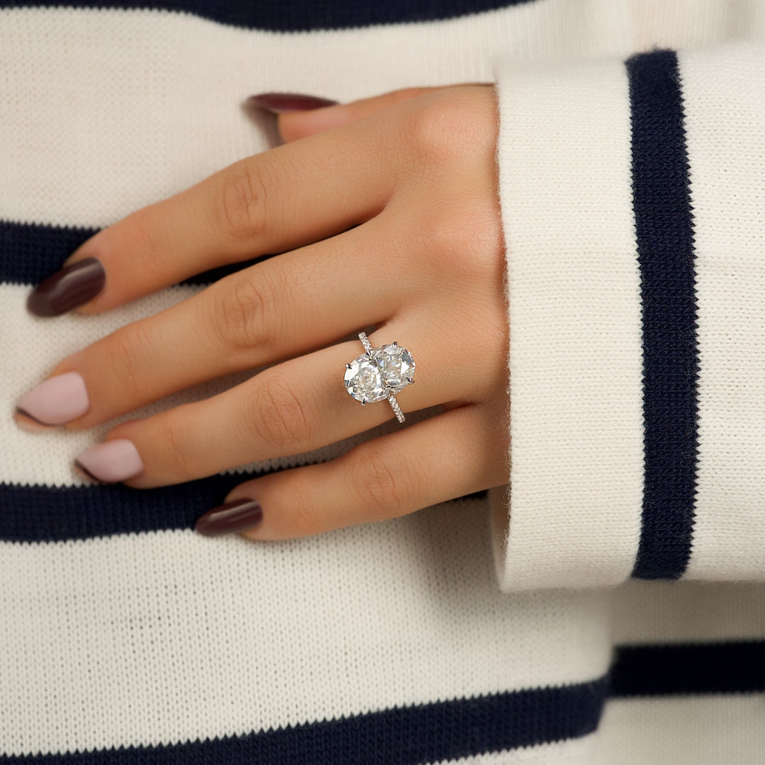 The Pave Liberty Oval Lab Diamond Moissanite Engagement Ring