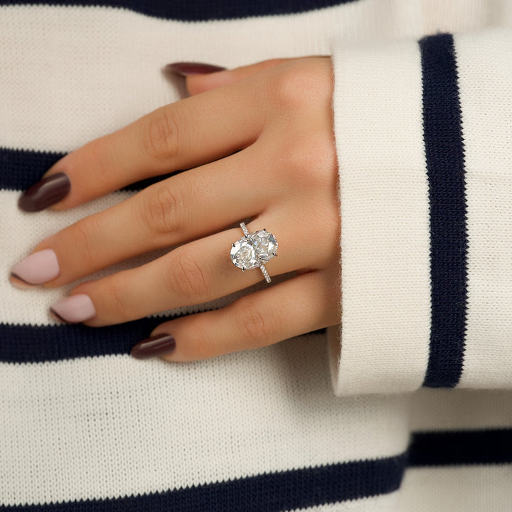 The Pave Liberty Oval Lab Diamond Moissanite Engagement Ring *Shown with 5 ct #material_gold